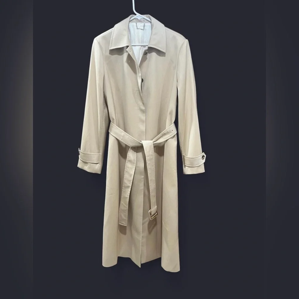 NWOT! Lilysilk | Silk-Wool Blend Water Repellent Classic Trench Coat | Khaki | L - Picture 5 of 13